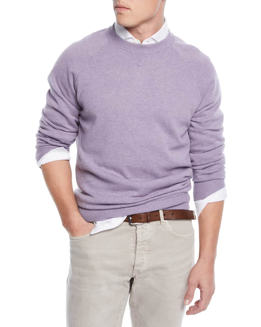 Brunello Cucinelli Men's Raglan-Sleeve Crewneck Sweater | Neiman Marcus