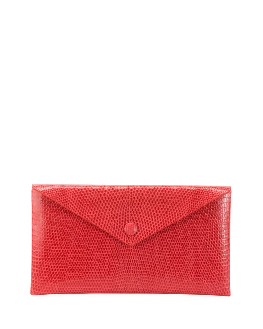 ALAIA Louise Lizard Envelope Clutch Bag | Neiman Marcus