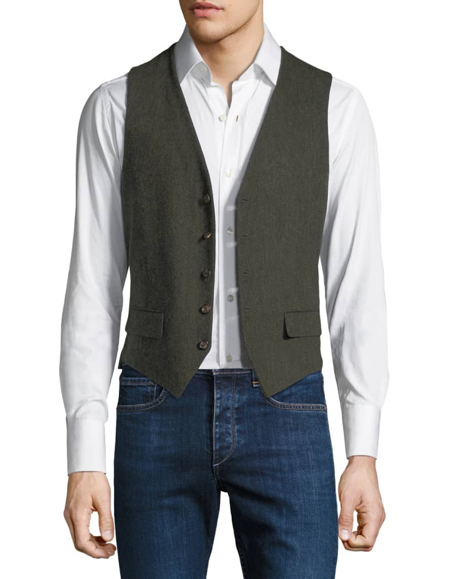 Stefano Ricci Men's Gilet Vest with Leather Details | Neiman Marcus