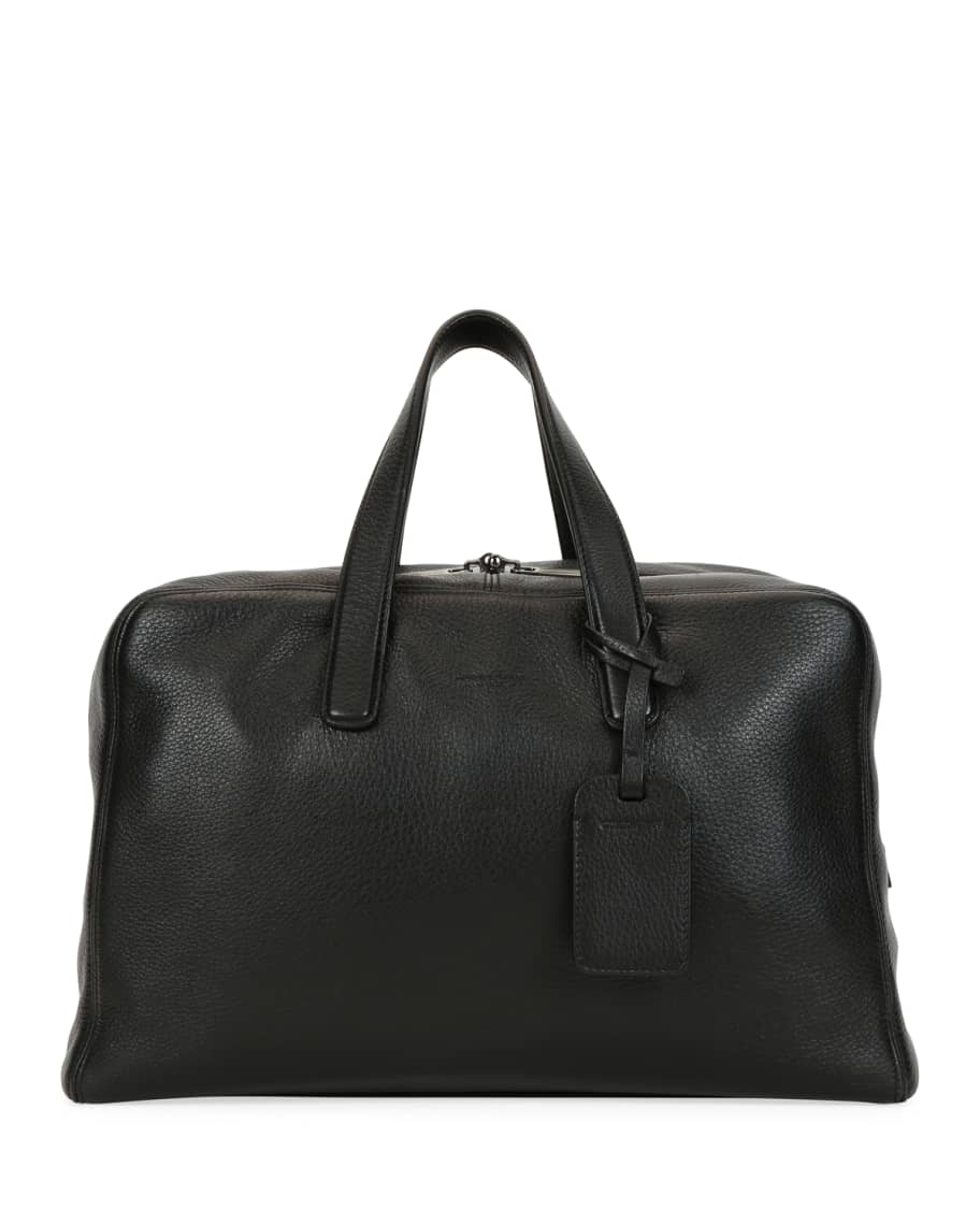 Giorgio Armani Men's Deer Leather Carryall Duffel Bag, Black | Neiman ...