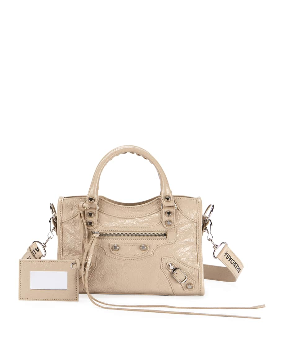 Balenciaga Classic Mini City Aj Beige Leather Satchel