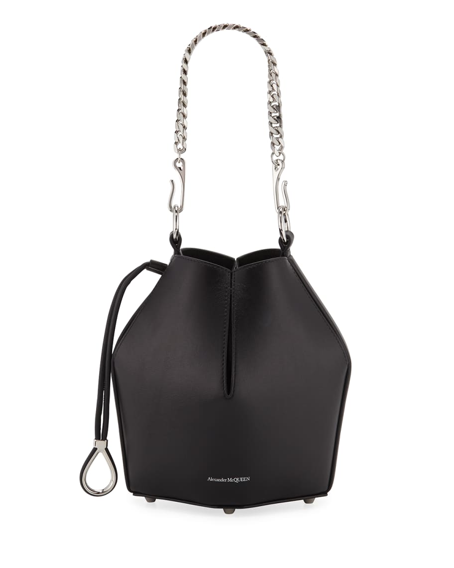 Alexander McQueen Small Smooth Leather Bucket Bag | Neiman Marcus
