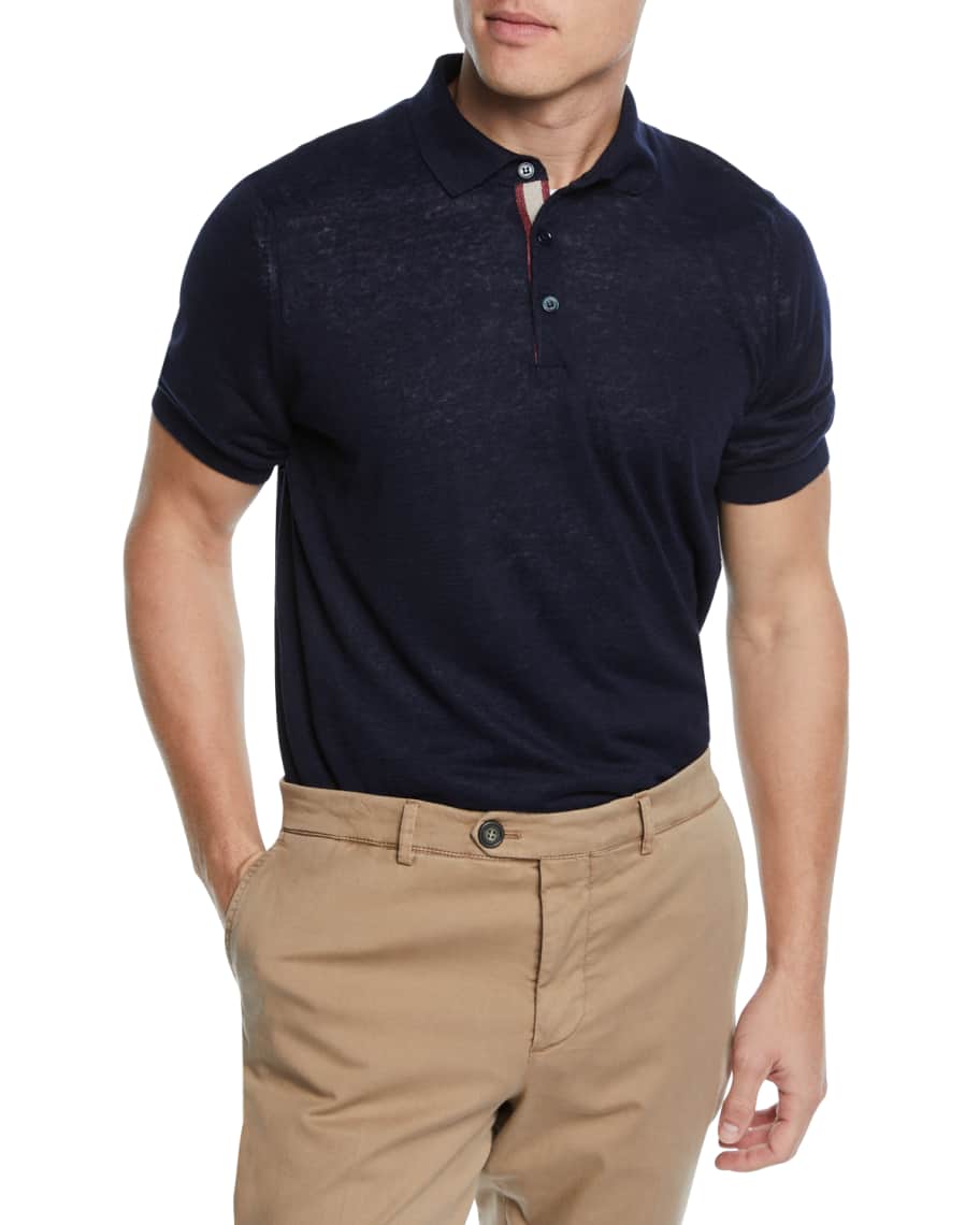 Brunello Cucinelli Men's Linen/Cotton Polo Shirt | Neiman Marcus