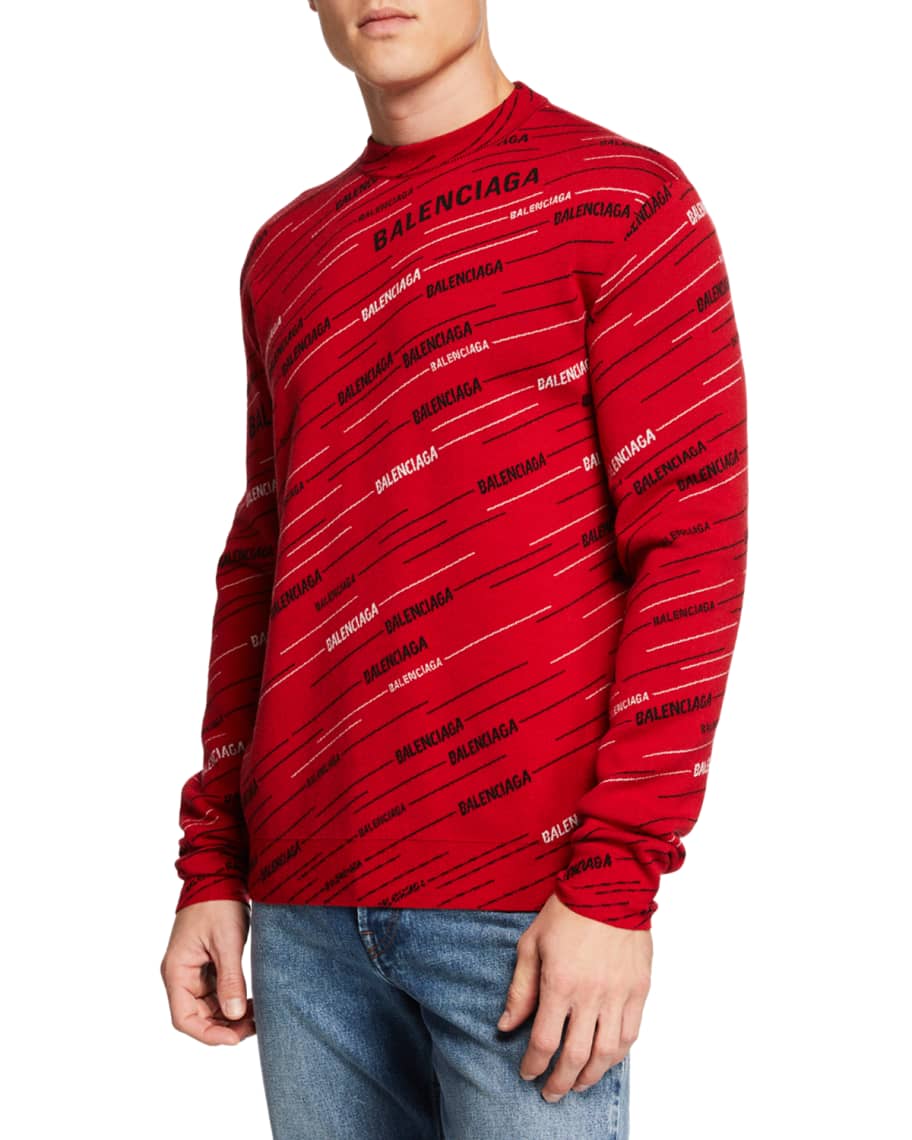 Men's Contrast Logo-Striped Jacquard Sweater | Neiman Marcus