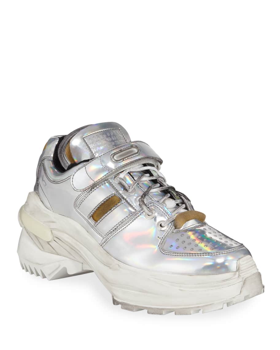 Maison Margiela Men's Retrofit Metallic Trainer Sneakers | Neiman