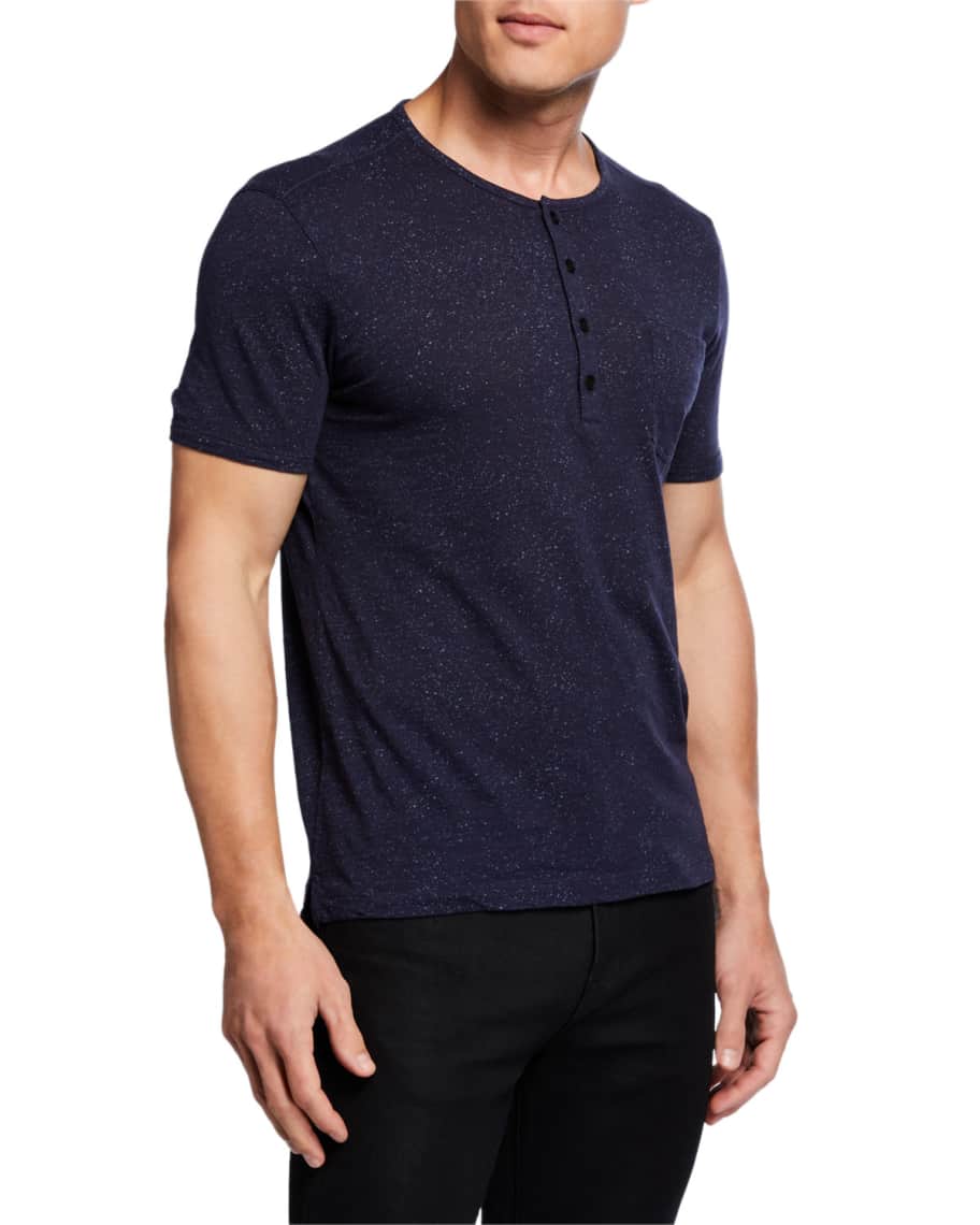 John Varvatos Star USA Men's Splatter Print Henley Shirt | Neiman Marcus