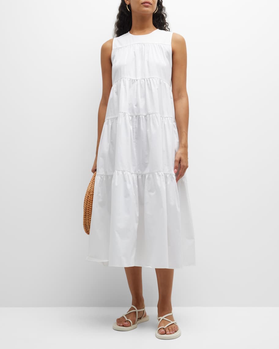 Co Sleeveless Tiered Cotton Dress | Neiman Marcus
