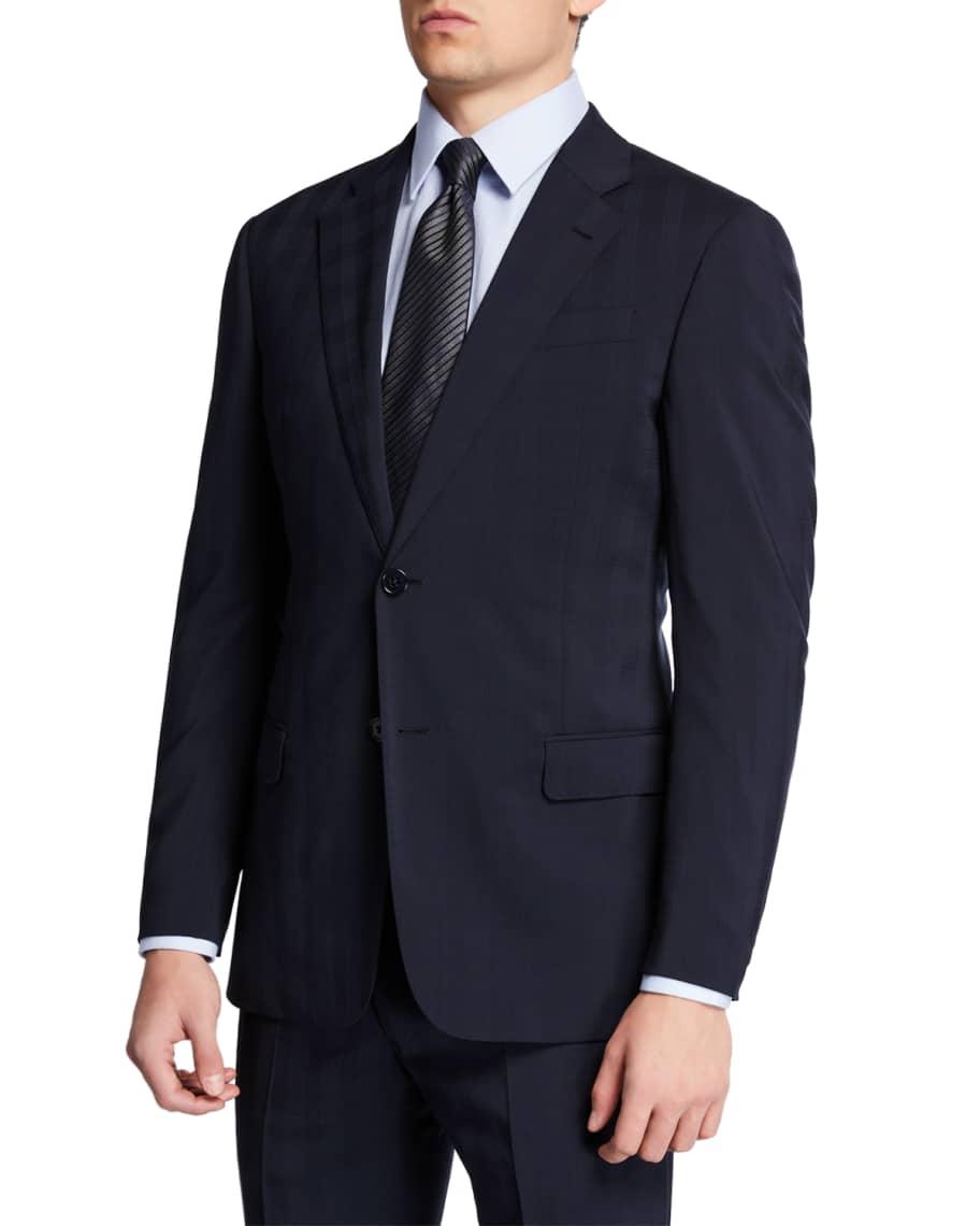 Emporio Armani Men's Super 130s Tonal Plaid Two-Piece Suit | Neiman Marcus