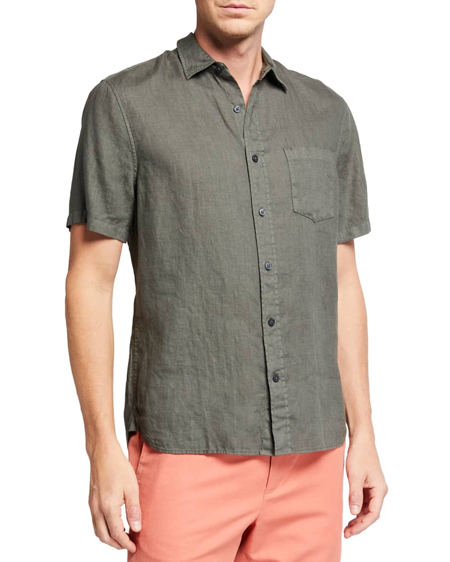 Vince Men's Linen Short-Sleeve Sport Shirt | Neiman Marcus