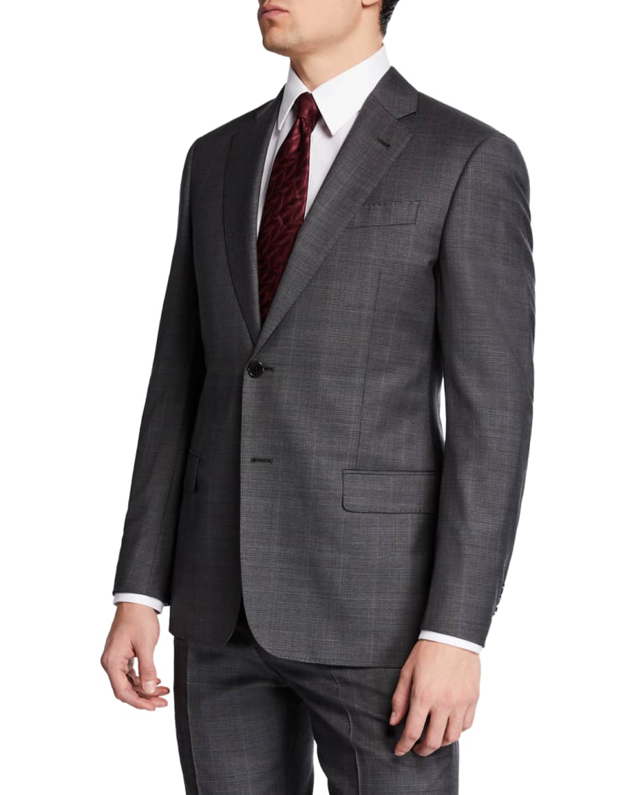 Emporio Armani Men's Super 140s Micro Grid Two-Piece Suit | Neiman Marcus