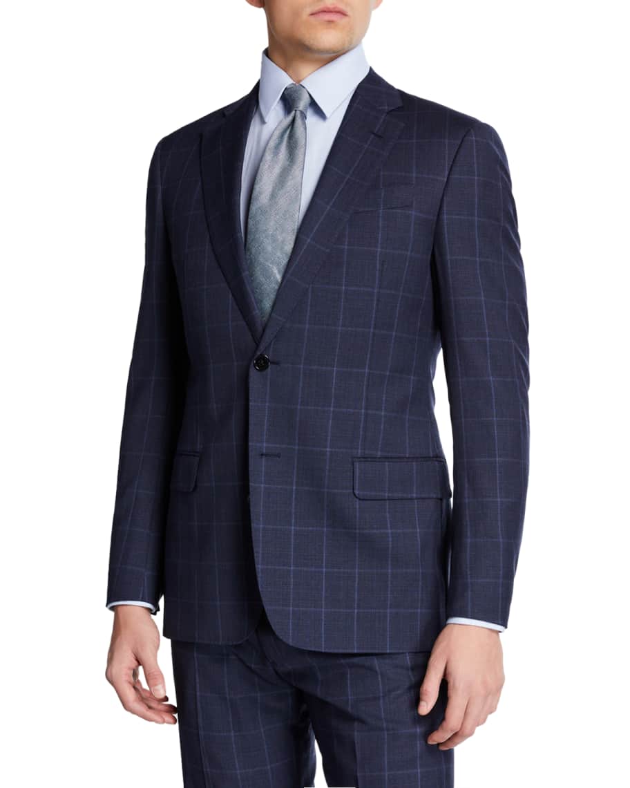 Emporio Armani Men's Super 130s Tonal Windowpane Two-Piece Suit ...