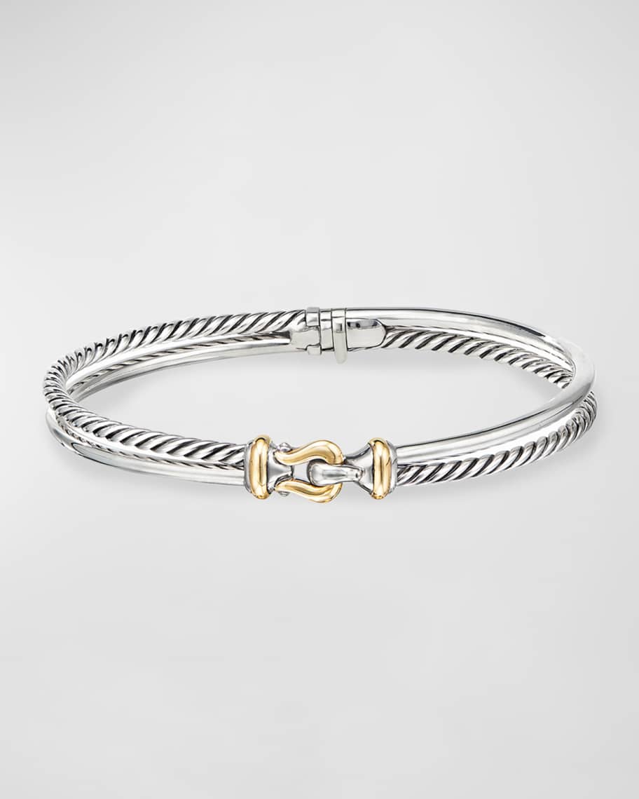 David Yurman Two Row Buckle Bracelet, 18K Gold Neiman Marcus