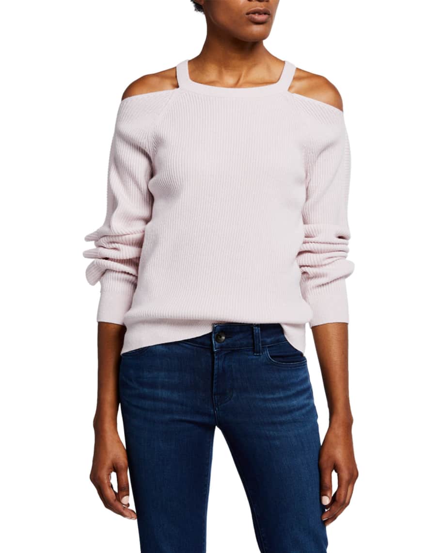 J Brand Mackenzie Cold-Shoulder Cashmere Sweater | Neiman Marcus