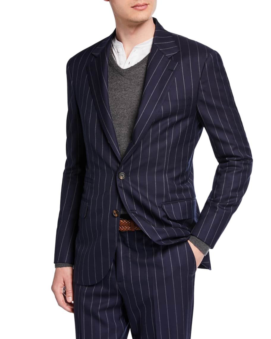 Brunello Cucinelli Men's Wide Pinstriped Two-Piece Suit | Neiman Marcus
