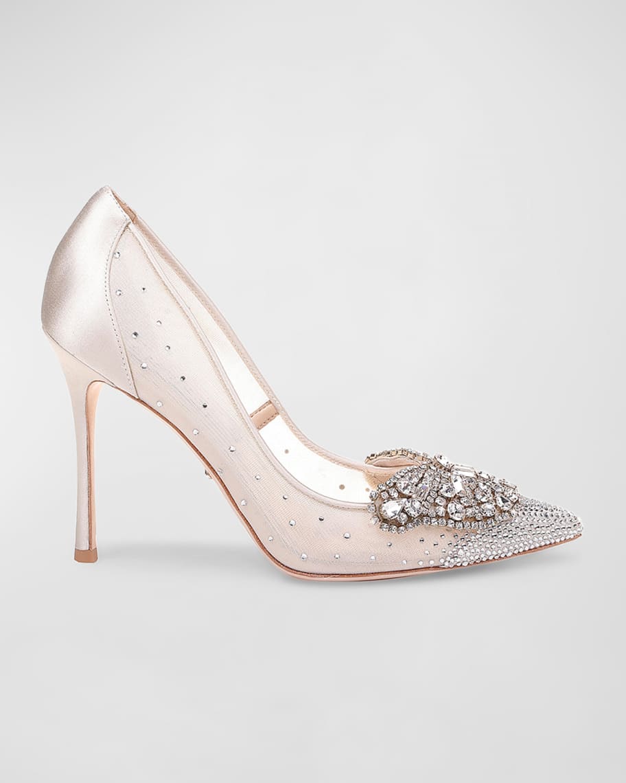 Badgley Mischka Quintana Mesh Embellished High Heel Pumps Neiman Marcus