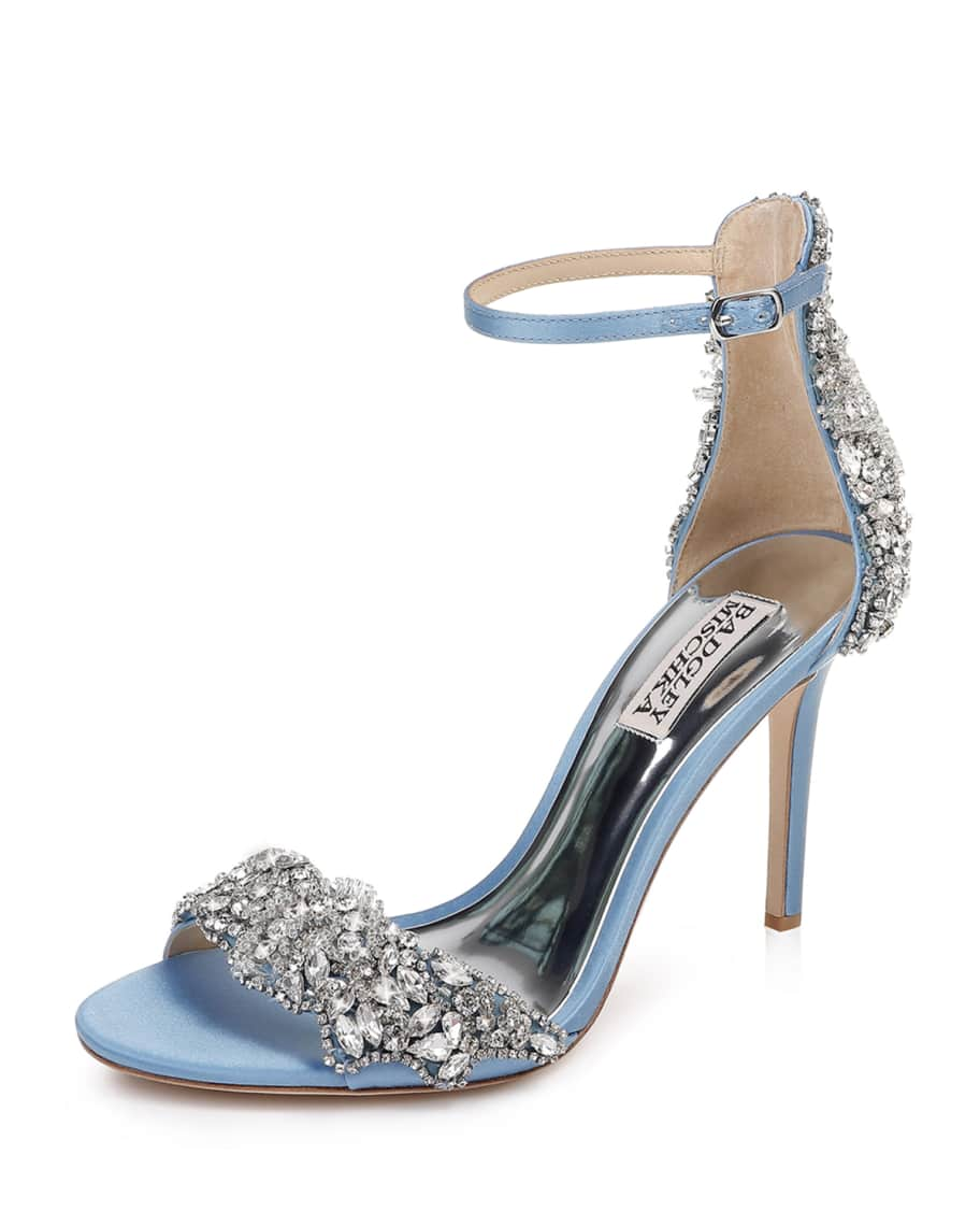 Badgley Mischka Fabiana Embellished Satin Sandals | Neiman Marcus