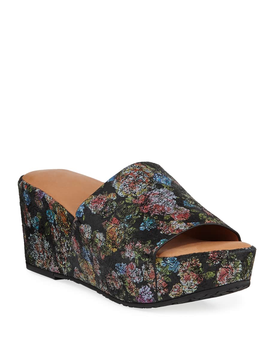 Gentle Souls Forella Floral Wedge Platform Slide Sandals | Neiman Marcus