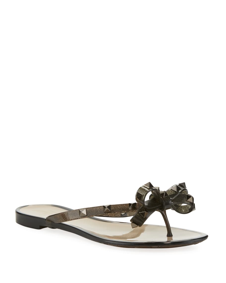 Valentino Garavani Rockstud Flat Jelly Thong Sandals | Neiman Marcus