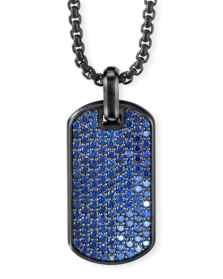 David Yurman Men's Blue Sapphire Streamline Dog Tag