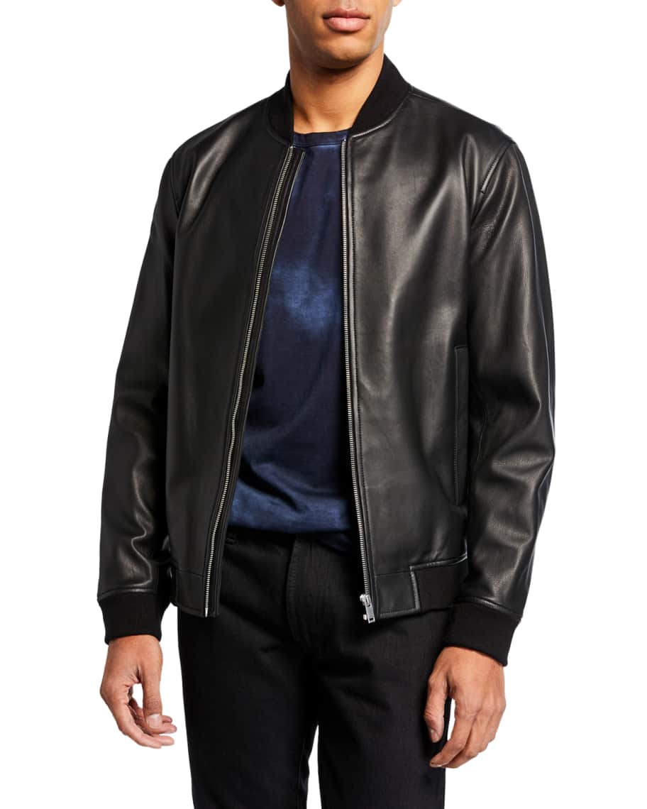 Theory Men's Rhodes Brenton Leather Bomber Jacket | Neiman Marcus