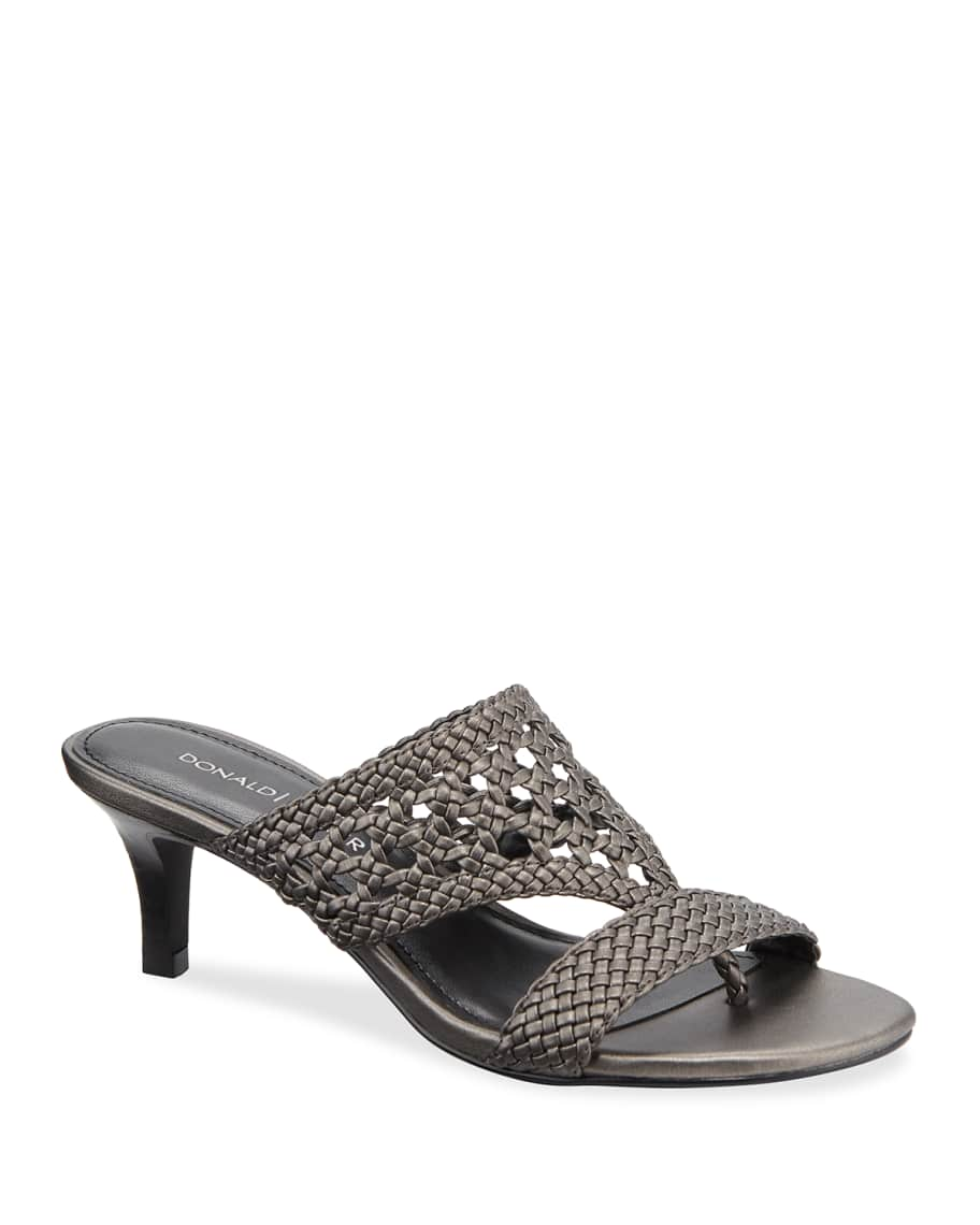 Donald J Pliner Kikki Woven Metallic Leather Sandals | Neiman Marcus