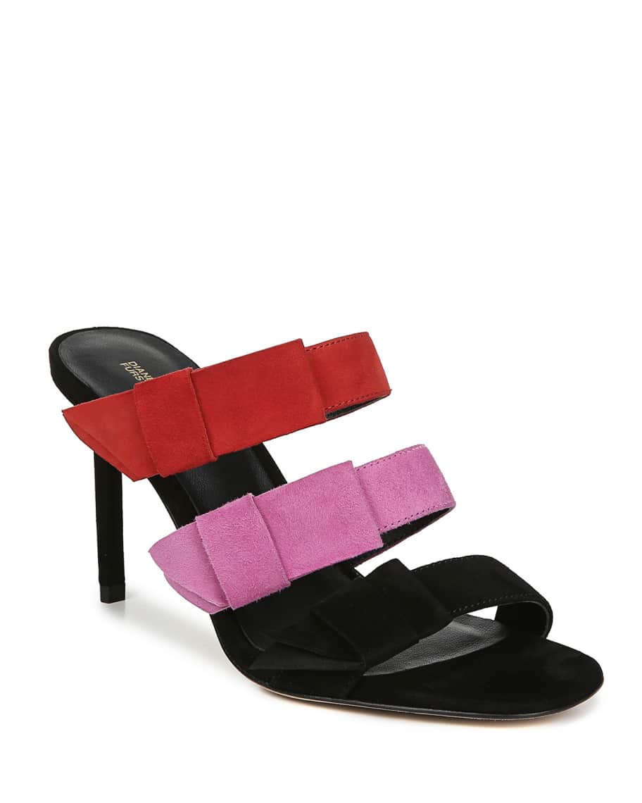 Diane von Furstenberg Amari Colorblock Suede Sandals | Neiman Marcus