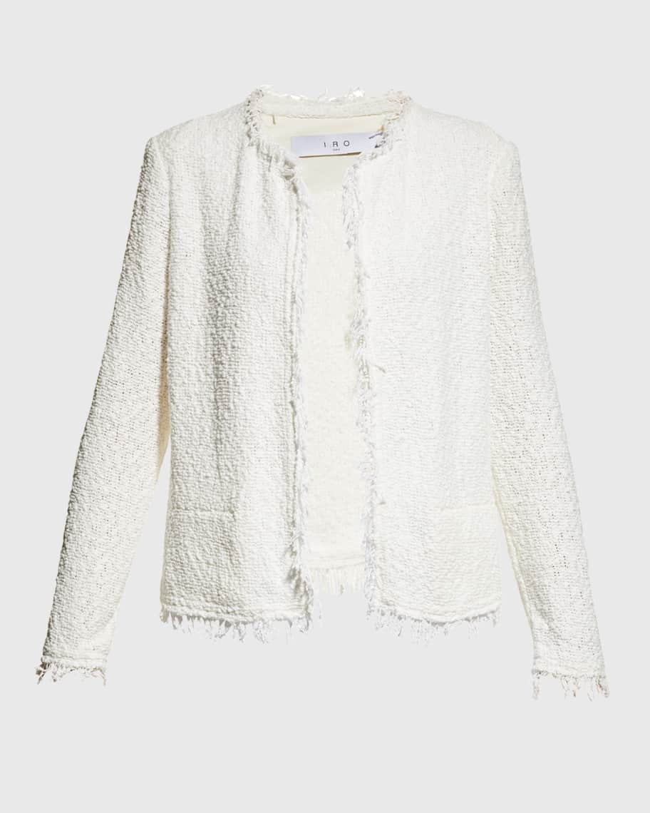 【送料&関税込】IRO Shavani Casual Jacket In White Cotton Iro Shavani Open-Front Boucle Jacket | Neiman Marcus