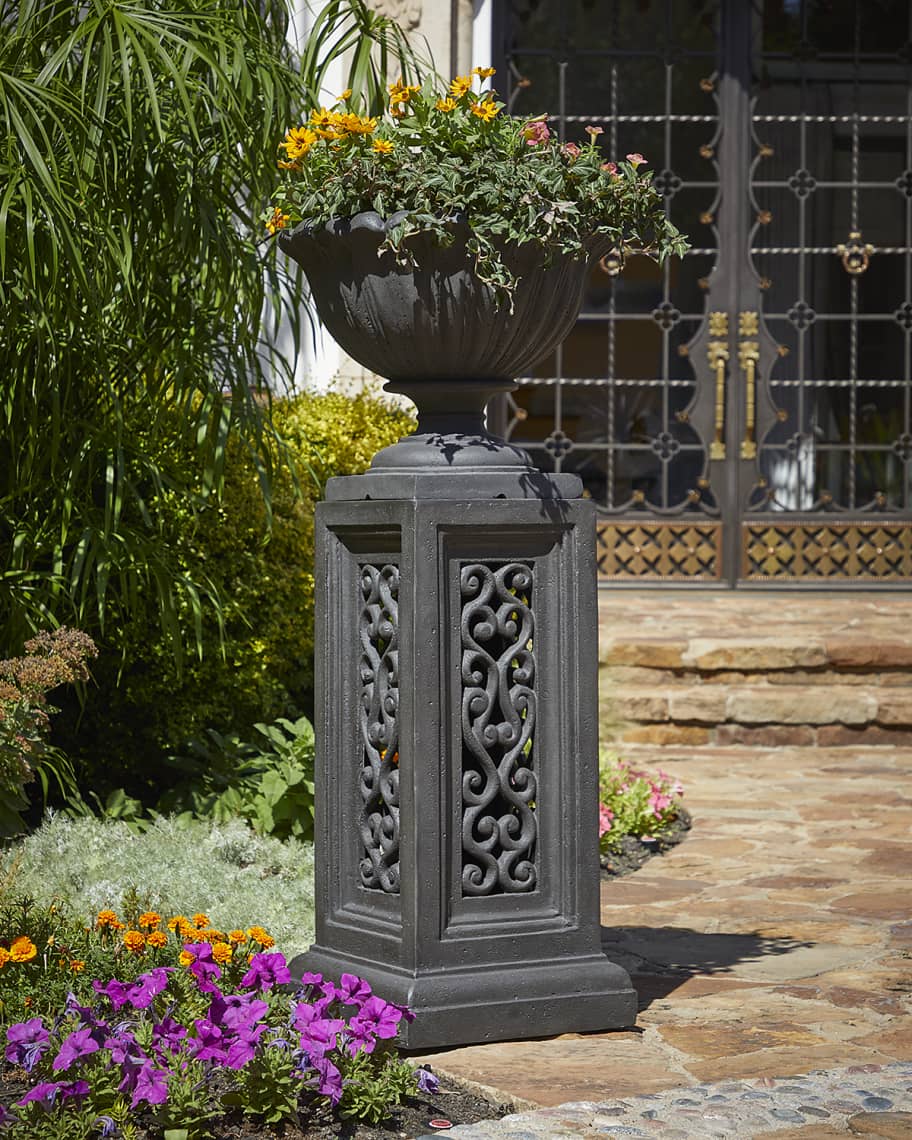 u r n❁ A503 Majestic Lilies Standard Adult Urn Midnight & Bru Pewter