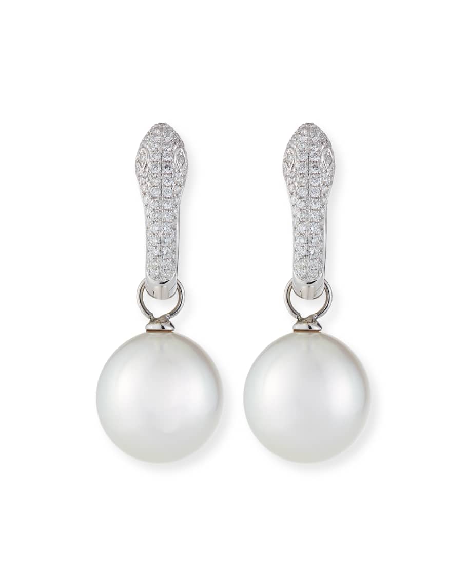 Belpearl 18k White Gold Diamond Pave & Pearl Drop Earrings | Neiman Marcus