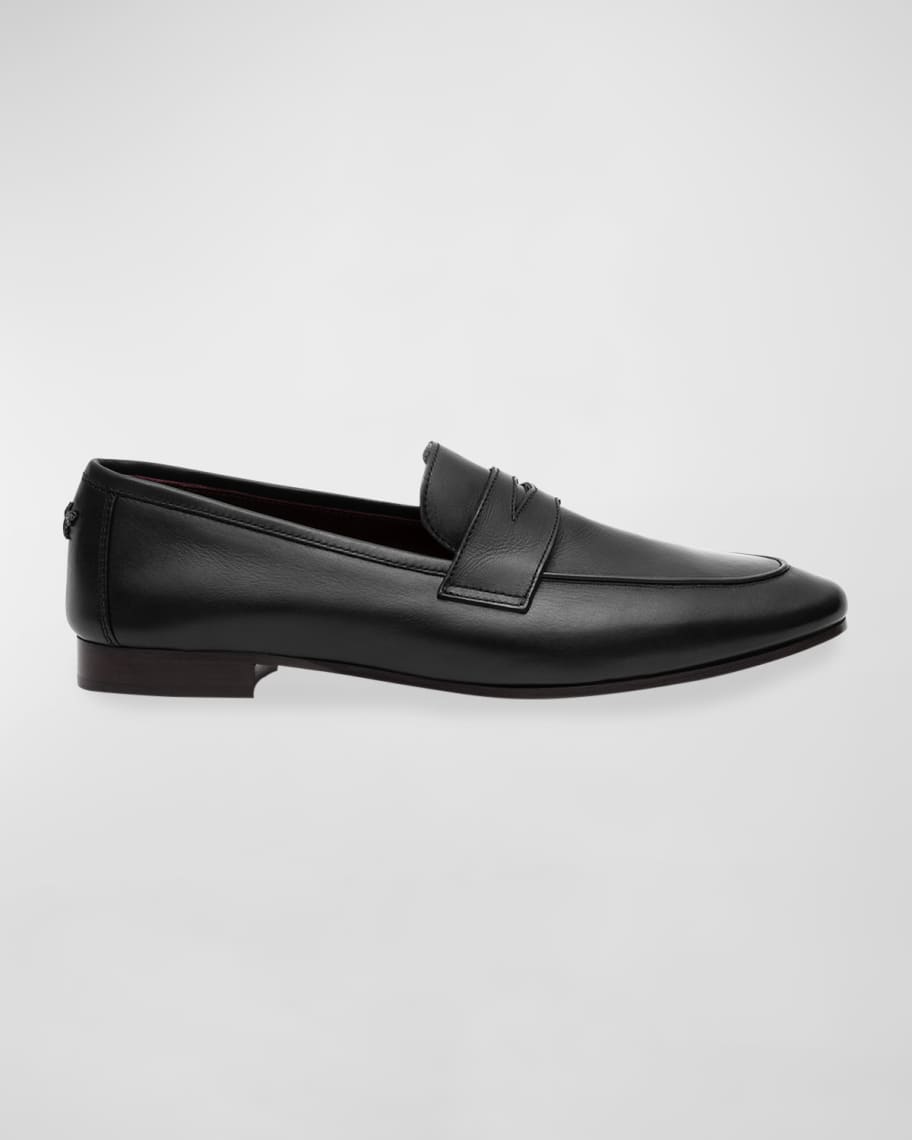 Bougeotte Flaneur Leather Flat Penny Loafers | Neiman Marcus