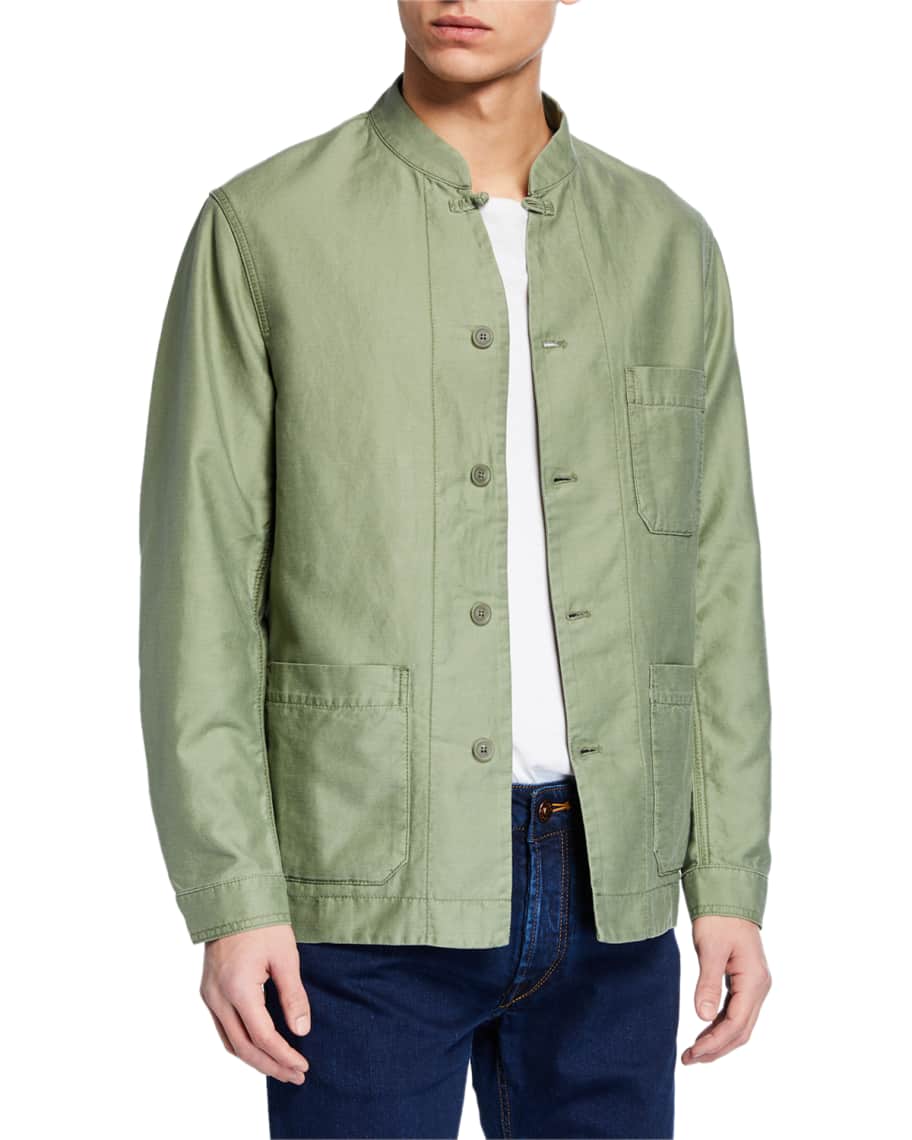 Hand Picked Men's Button-Front Soft Jacket | Neiman Marcus