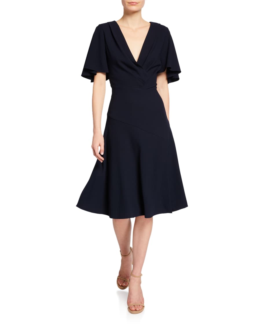 Elie Tahari Jila V-Neck Short-Sleeve Dress | Neiman Marcus