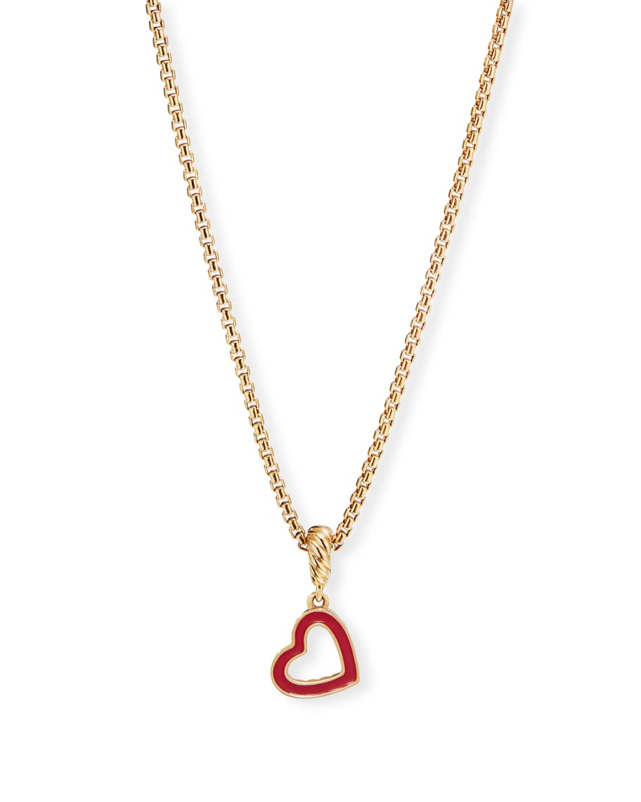 David Yurman Cable Collectibles 18k Gold Heart Pendant, Red | Neiman Marcus