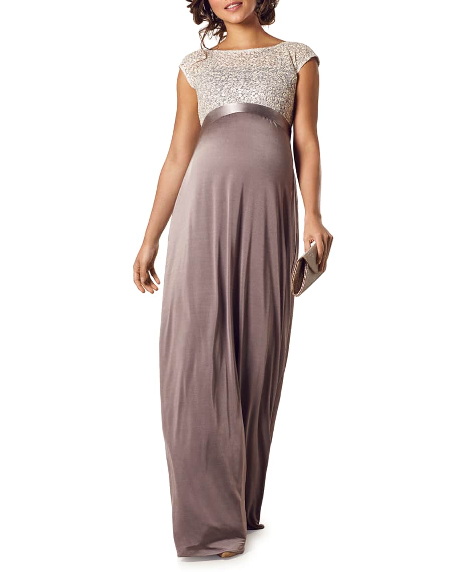 Tiffany Rose Maternity Mia Cap-Sleeve Gown with Sequin Bodice & Full ...