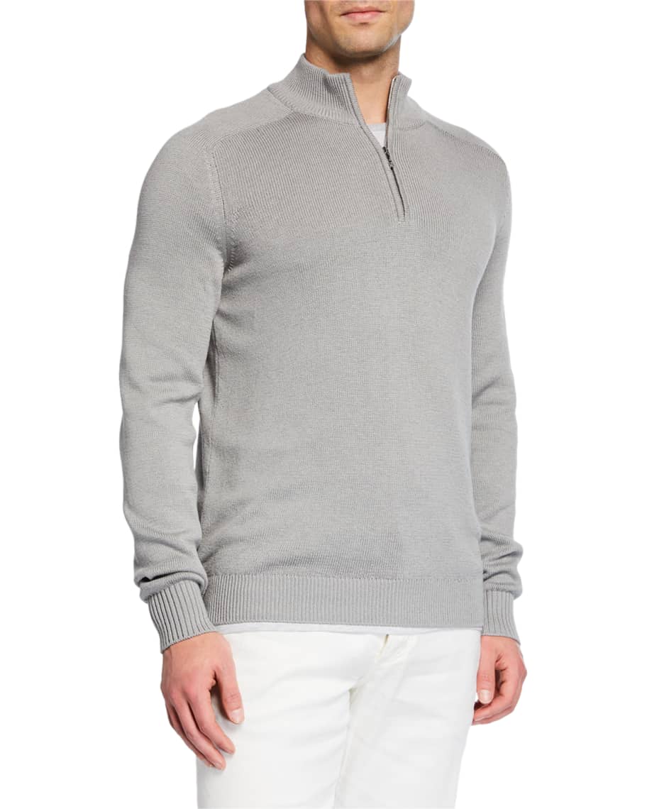 Loro Piana Men's Silk-Blend Quarter-Zip Sweater | Neiman Marcus