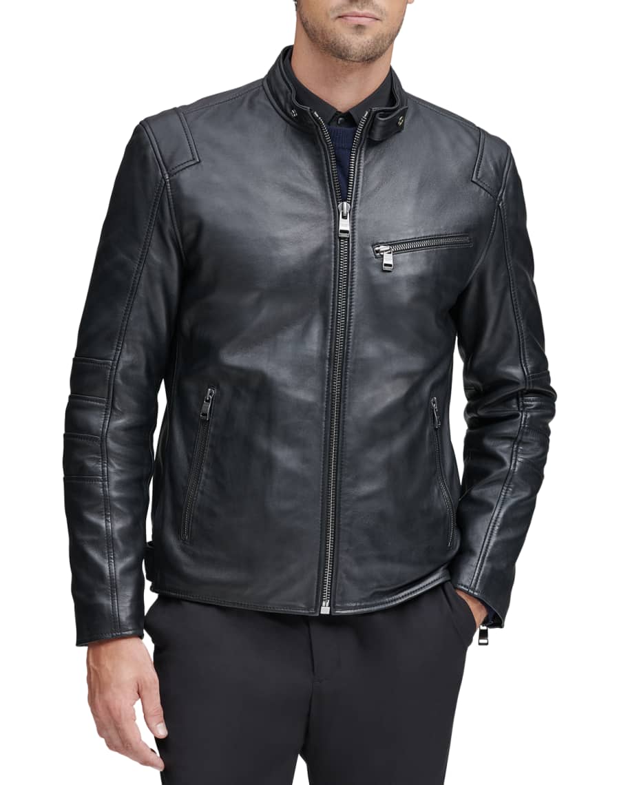 Andrew Marc Men's Weston Moto-Leather Jacket | Neiman Marcus
