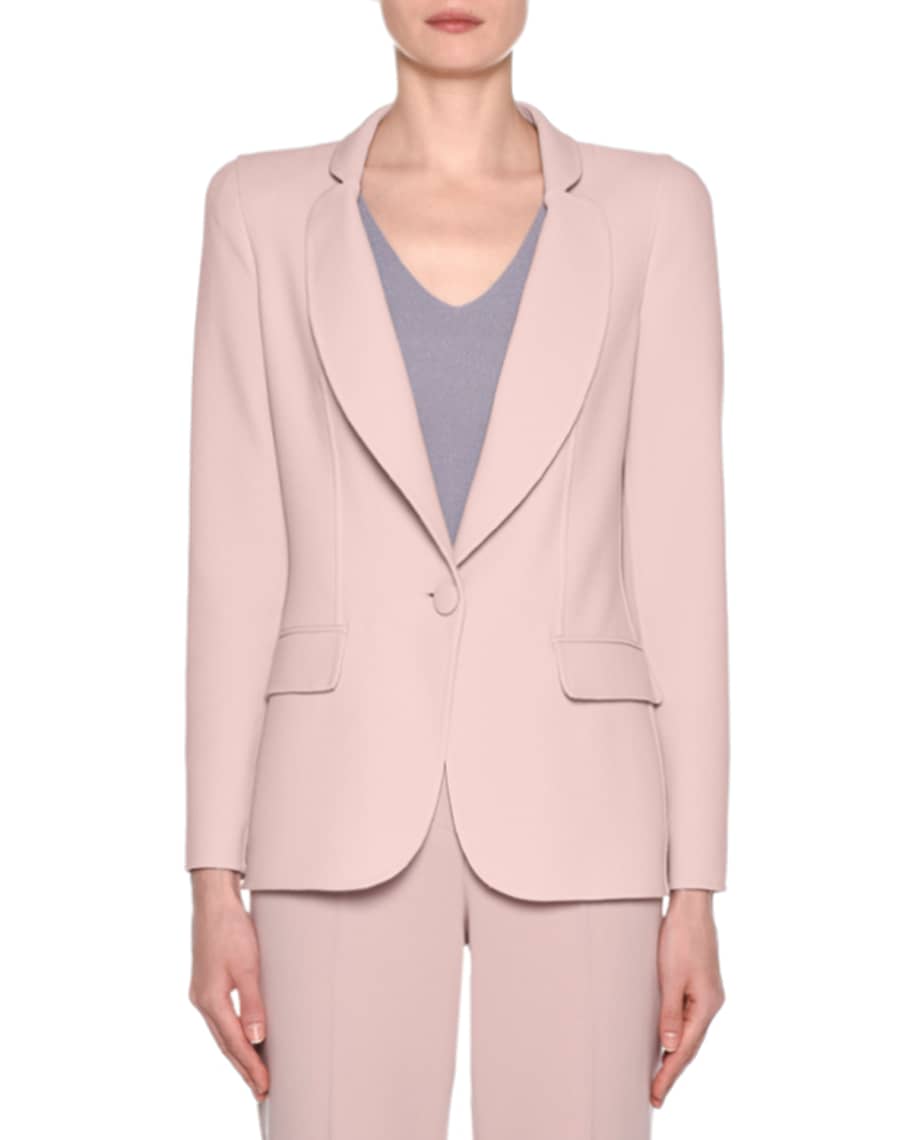Giorgio Armani Wool Crepe One-Button Blazer, Pink | Neiman Marcus