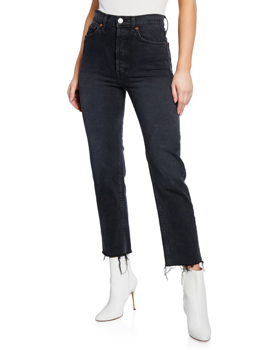 RE/DONE High-Rise Stovepipe Cropped Jeans | Neiman Marcus