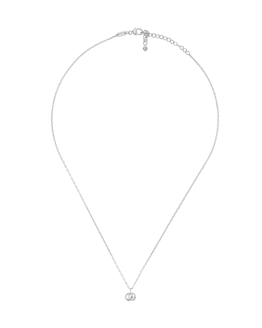 Gucci 18k White Gold GG Running Necklace w/ Diamond | Neiman Marcus