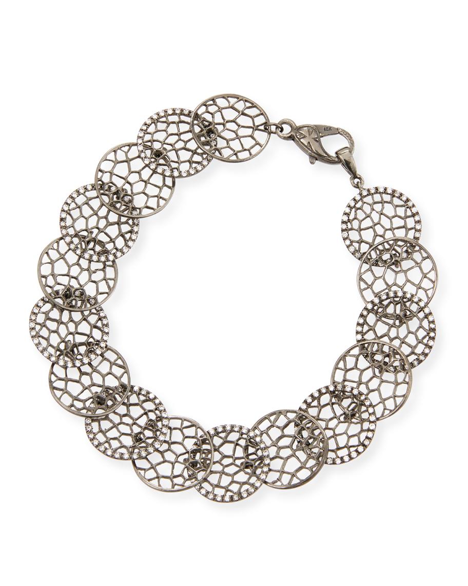 Loree Rodkin 18k White Gold Alternating Diamond Lacy Disc Bracelet ...