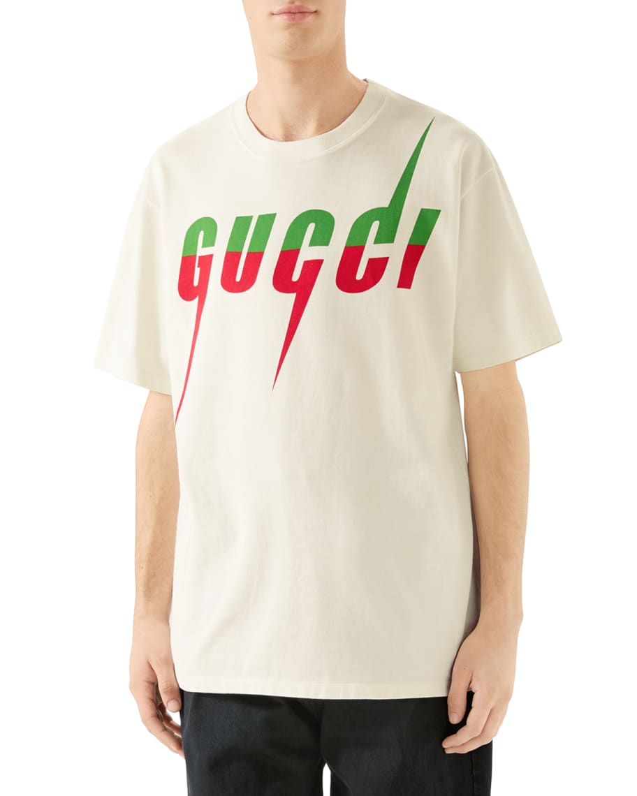 Gucci Men's Lightning Logo Crewneck T-Shirt | Neiman Marcus