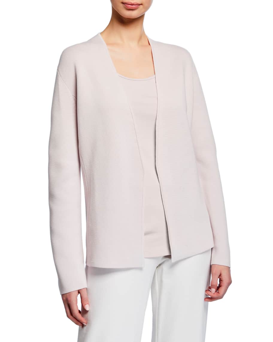 Eileen Fisher Shaped Silk/Organic Cotton Interlock Cardigan | Neiman Marcus