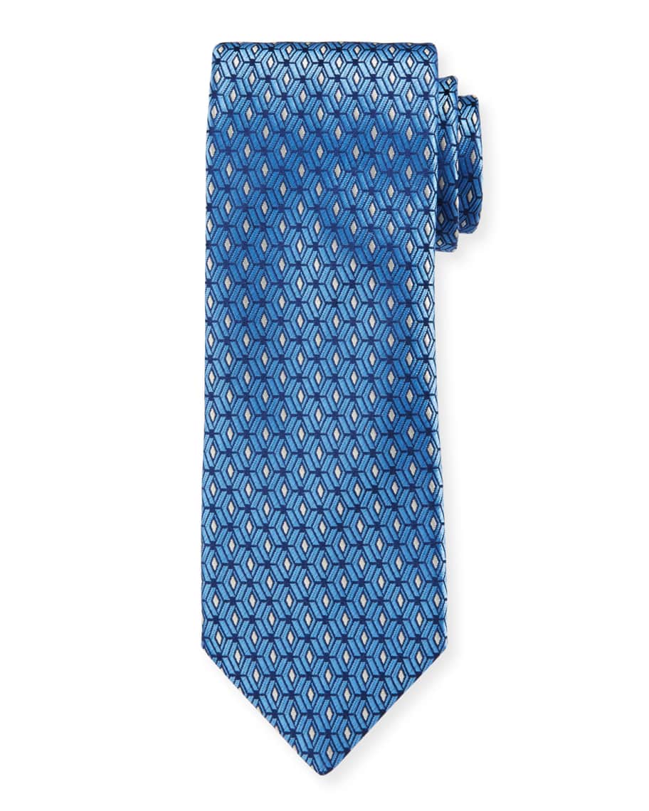 Canali Men's 3D Diamonds Silk Tie, Blue | Neiman Marcus