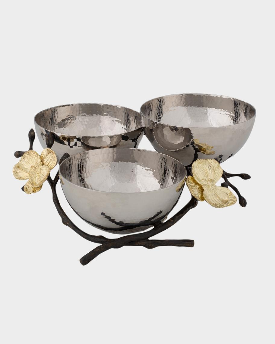 Gold Orchid Triple Nut Dish