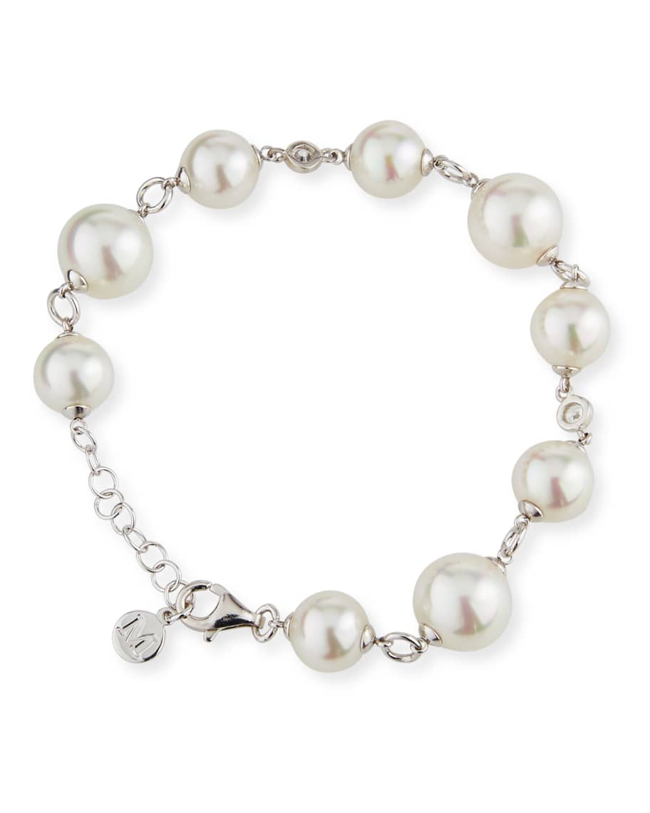 Majorica Pearly Chain Bracelet w/ Cubic Zirconia | Neiman Marcus