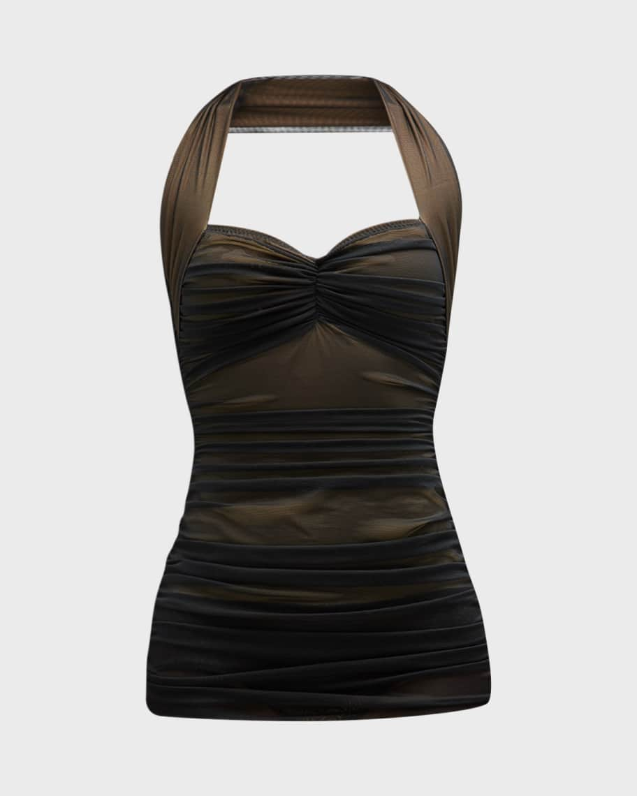 Louis Vuitton Cut-Out Bustier One-Piece Swimsuit , Black, 34