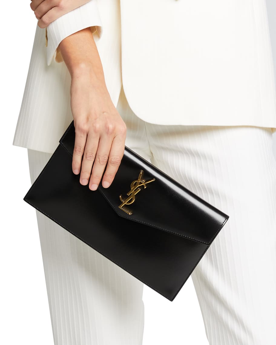 Saint laurent uptown pouch in shiny smooth leather top