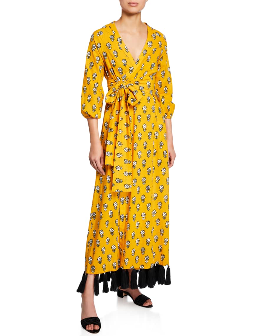 Rhode Lena Tassel-Hem Wrap Dress | Neiman Marcus