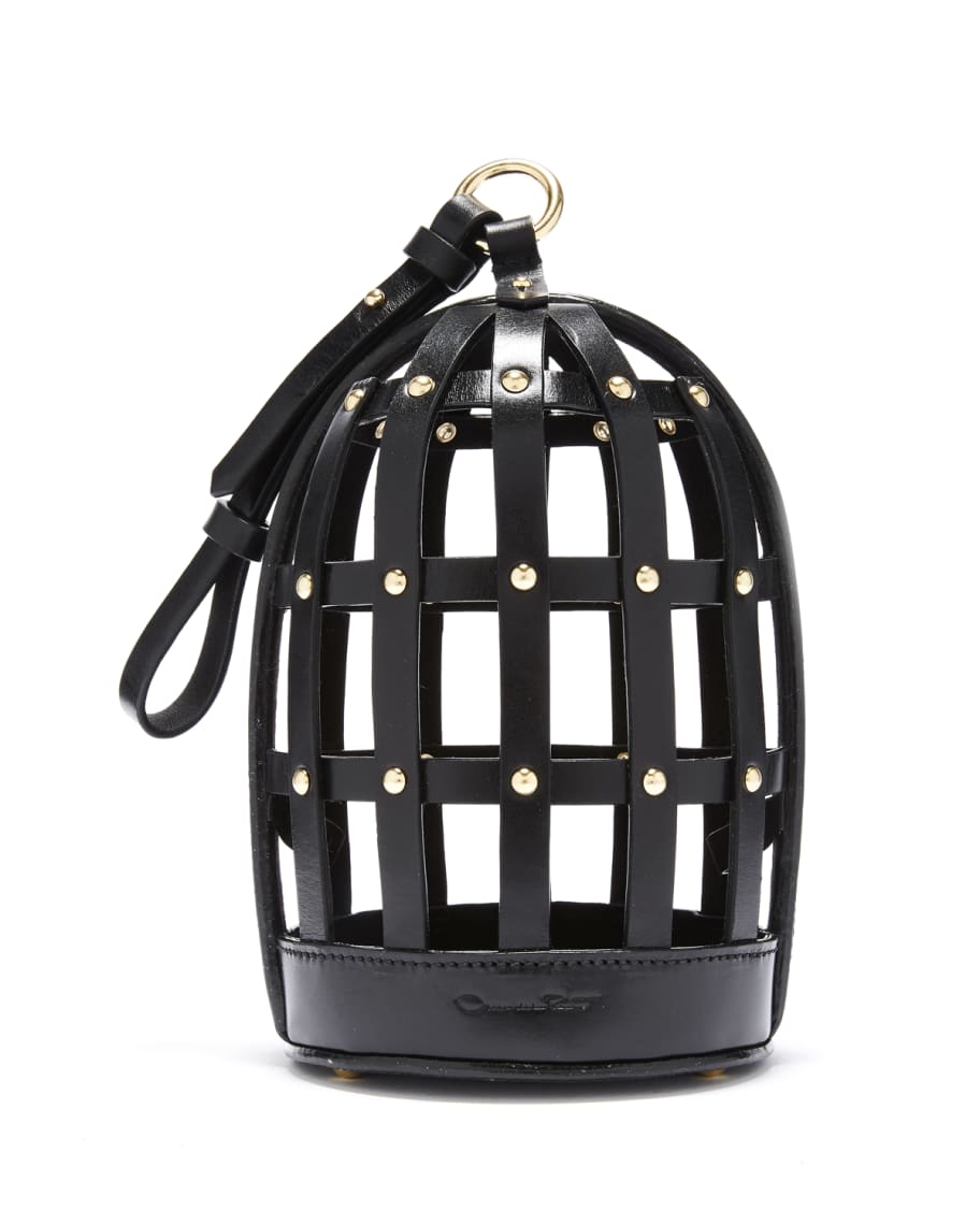 Oscar de la Renta Bird Cage Leather Shoulder Bag
