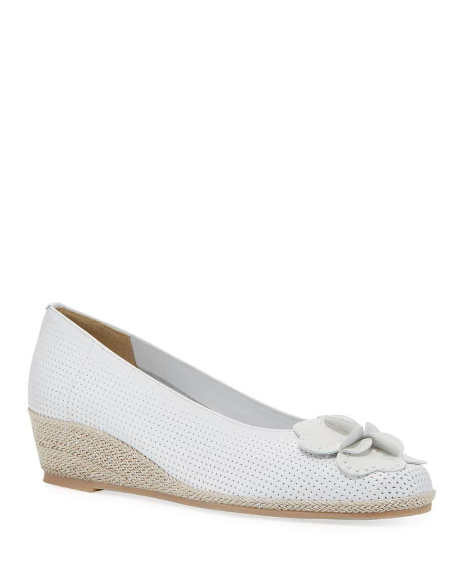 Sesto Meucci Mel Leather Wedge Espadrilles, White | Neiman Marcus